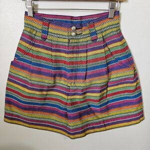 VINTAGE CAPEZIO TRIBAL MULTICOLOR HIGH WAIST SHORTS SIZE 3/4 XXS/XS